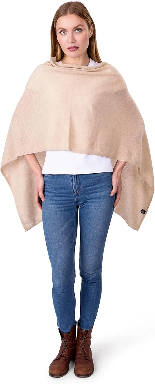 Velanio Cashmere Cashmere Knitted Poncho 100% Mongolian Cashmere Dress Topper for Women Wrap [Gift Box]