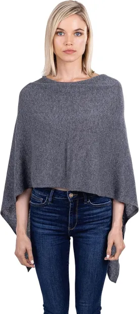 Velanio Cashmere Cashmere Knitted Poncho 100% Mongolian Cashmere Dress Topper for Women Wrap [Gift Box]