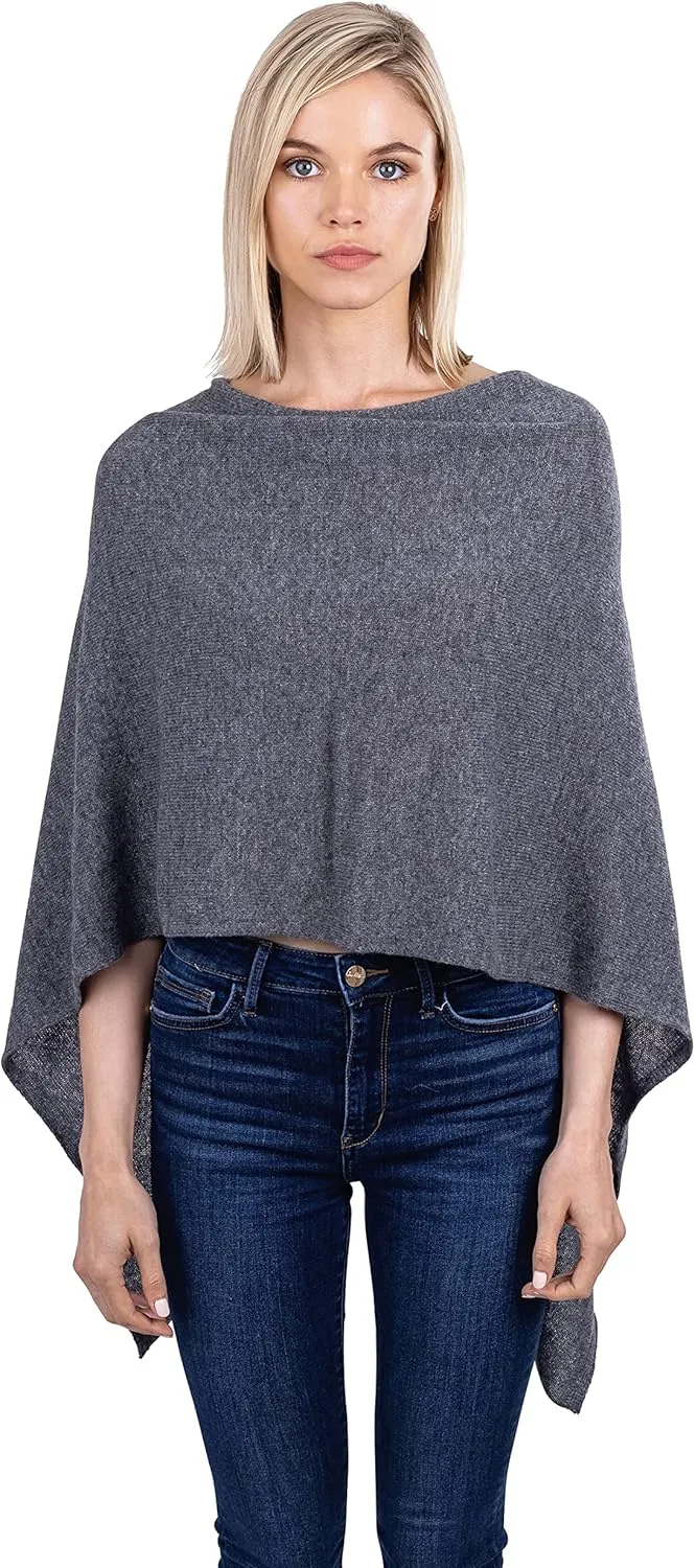 Velanio Cashmere Cashmere Knitted Poncho 100% Mongolian Cashmere Dress Topper for Women Wrap [Gift Box]
