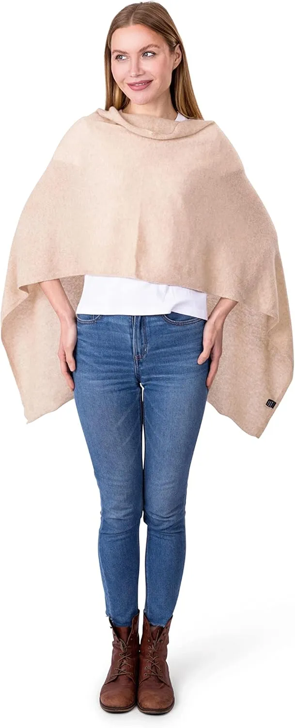 Velanio Cashmere Cashmere Knitted Poncho 100% Mongolian Cashmere Dress Topper for Women Wrap [Gift Box]