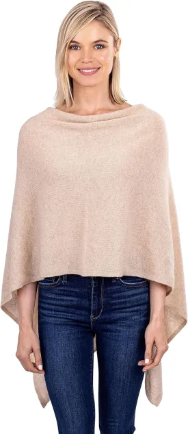 Velanio Cashmere Cashmere Knitted Poncho 100% Mongolian Cashmere Dress Topper for Women Wrap [Gift Box]