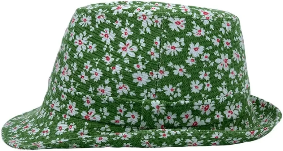 WITHMOONS Flower Pattern Fedora Hat Short Brim Sun Hat Classic Trilby LD61516