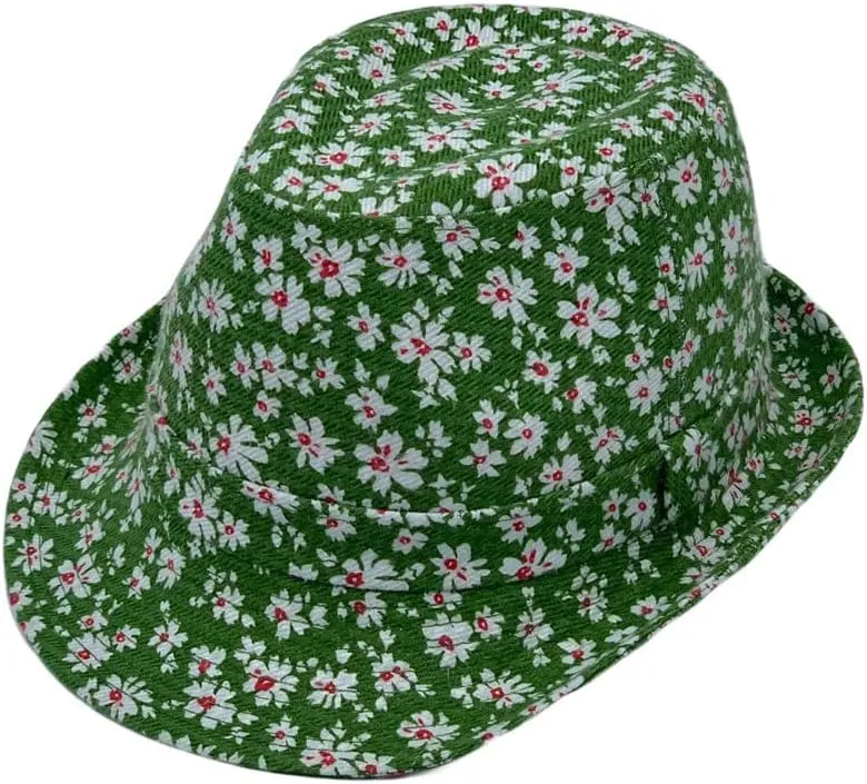WITHMOONS Flower Pattern Fedora Hat Short Brim Sun Hat Classic Trilby LD61516