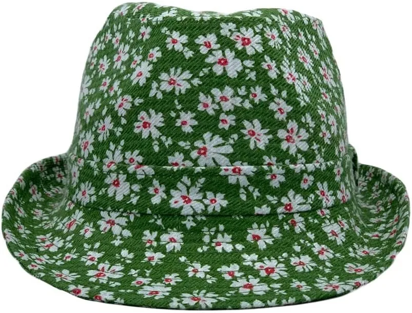 WITHMOONS Flower Pattern Fedora Hat Short Brim Sun Hat Classic Trilby LD61516