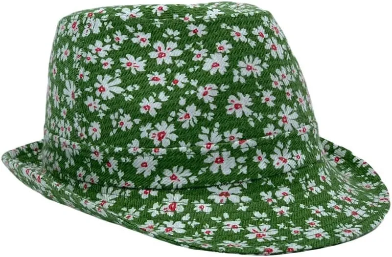WITHMOONS Flower Pattern Fedora Hat Short Brim Sun Hat Classic Trilby LD61516