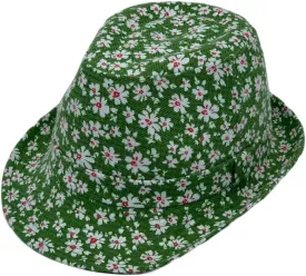 WITHMOONS Flower Pattern Fedora Hat Short Brim Sun Hat Classic Trilby LD61516