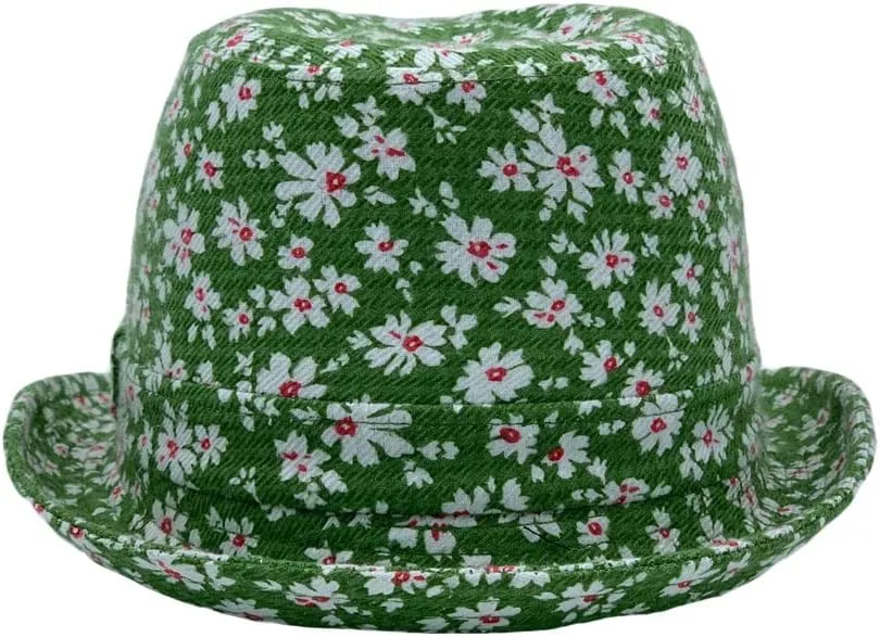 WITHMOONS Flower Pattern Fedora Hat Short Brim Sun Hat Classic Trilby LD61516