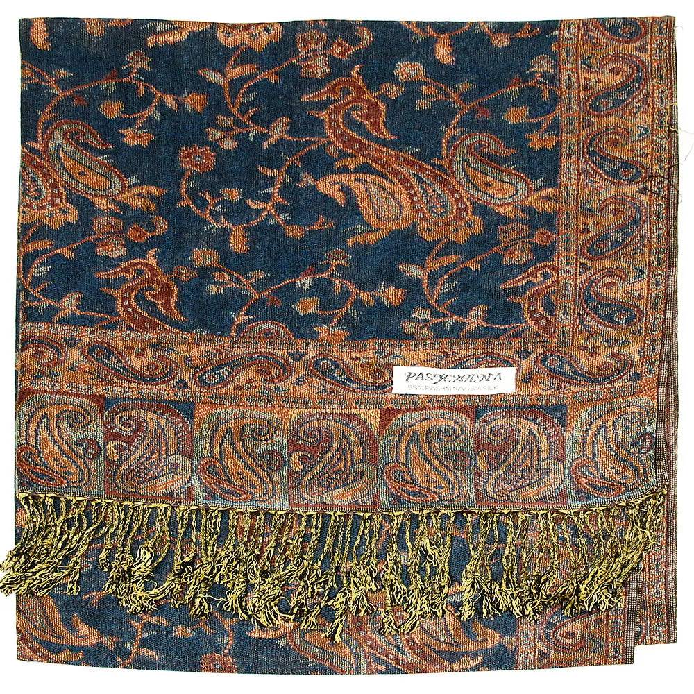 Women's Paisley Pashmina Scarf - Cyan