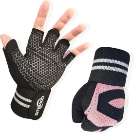 Workout Gloves for Men and Women,Ventilated Weight Lifting Gym Gloves with Wrist Wrap Support,for Weightlifting,Full Palm Protection,Training,Fitness,Hanging
