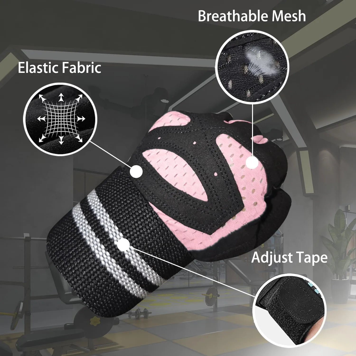 Workout Gloves for Men and Women,Ventilated Weight Lifting Gym Gloves with Wrist Wrap Support,for Weightlifting,Full Palm Protection,Training,Fitness,Hanging