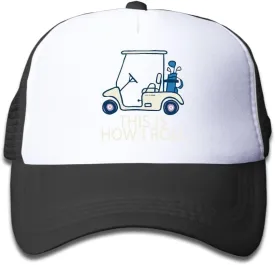 Xin Pilig This is How I Roll Golf Cart Youth Mesh Hats Boy and Girls Baseball Trucker Cap Black