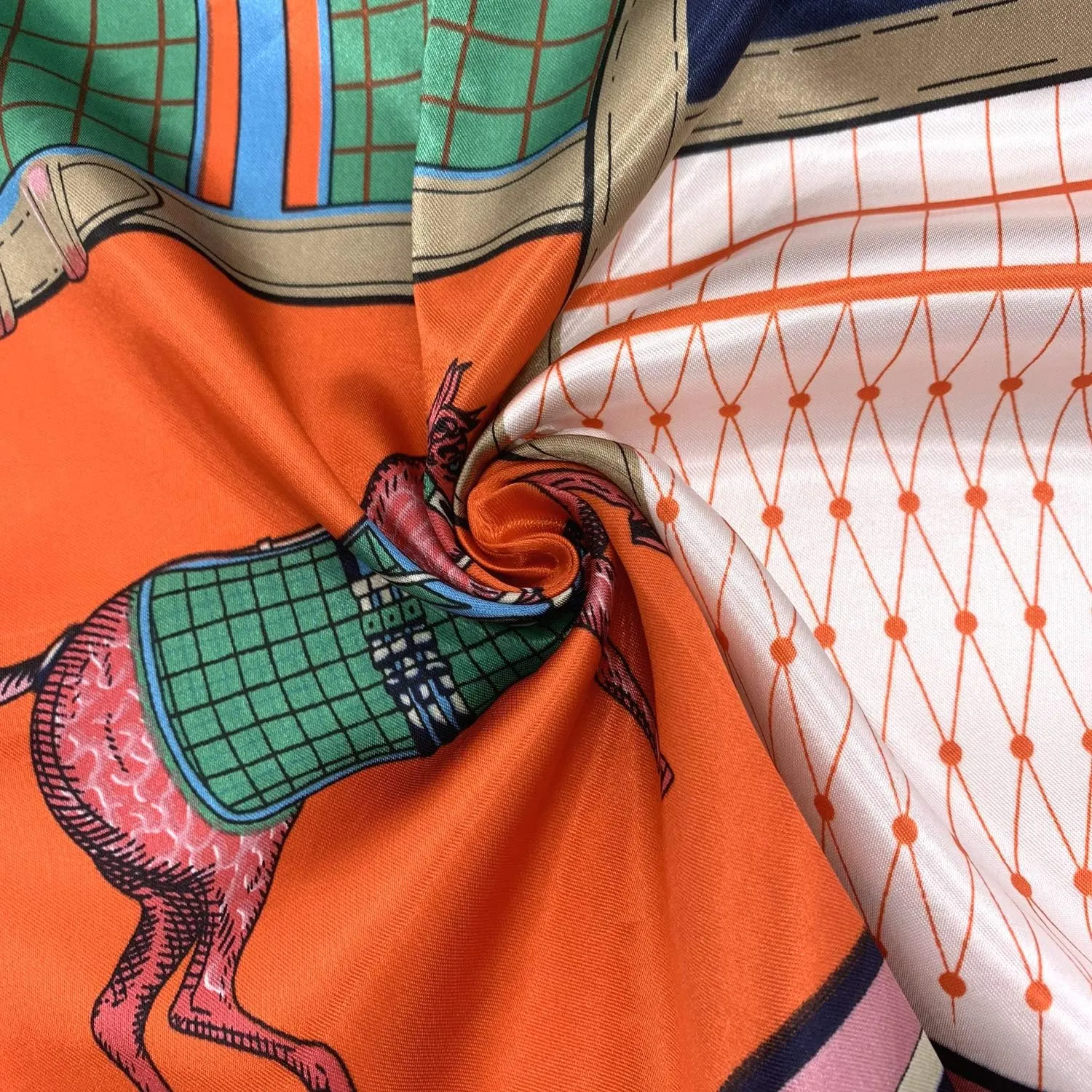 YOUR SMILE Silk Feeling Scarf Women's Fashion Pattern & Solid Color Large Square Satin Headscarf